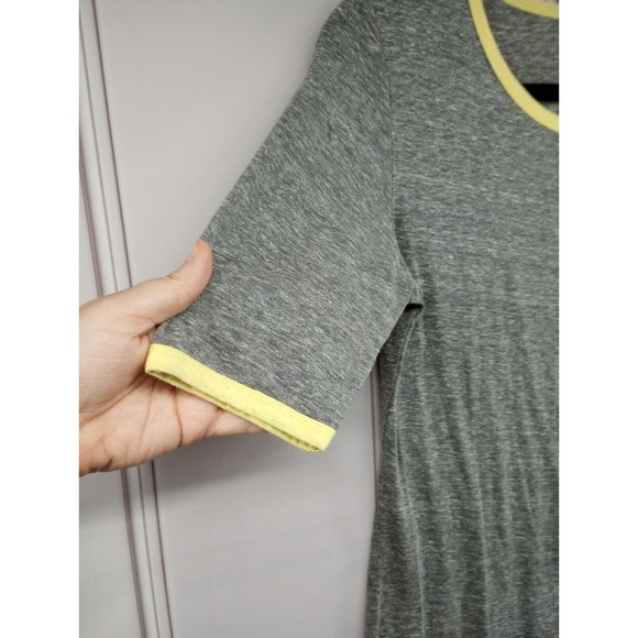 NWT LuLaRoe Dress SZ Medium Julia Style Sheath Casual Stretch Gray Yellow Trim - Picture 8 of 16
